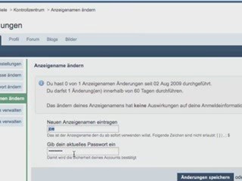 Videoanleitung Pferde Forum - Namen ändern
