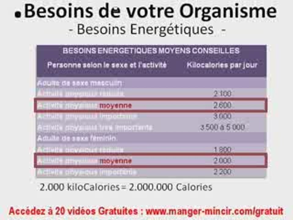 Besoin, Apport et Bilan Nutritionnel. Sante et Nutrition