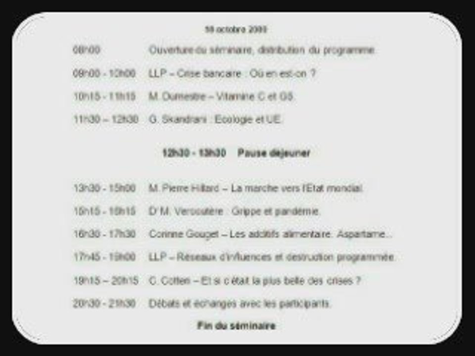 LLP - Programme du Séminaire du 10 octobre 2009