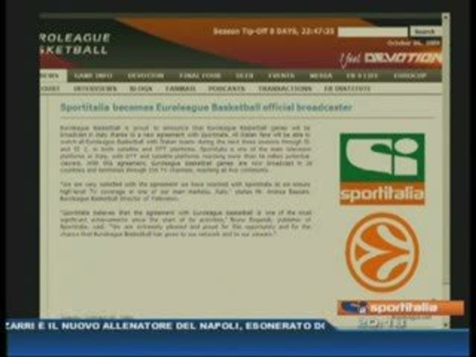 Basket Eurolega su Sportitalia