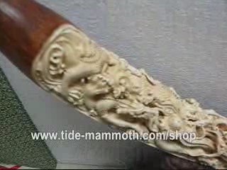 mammoth ivory tusk carving DRAGON in EAST OCEAN 37231