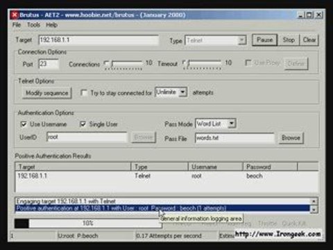 Cracking Telnet with Brutus