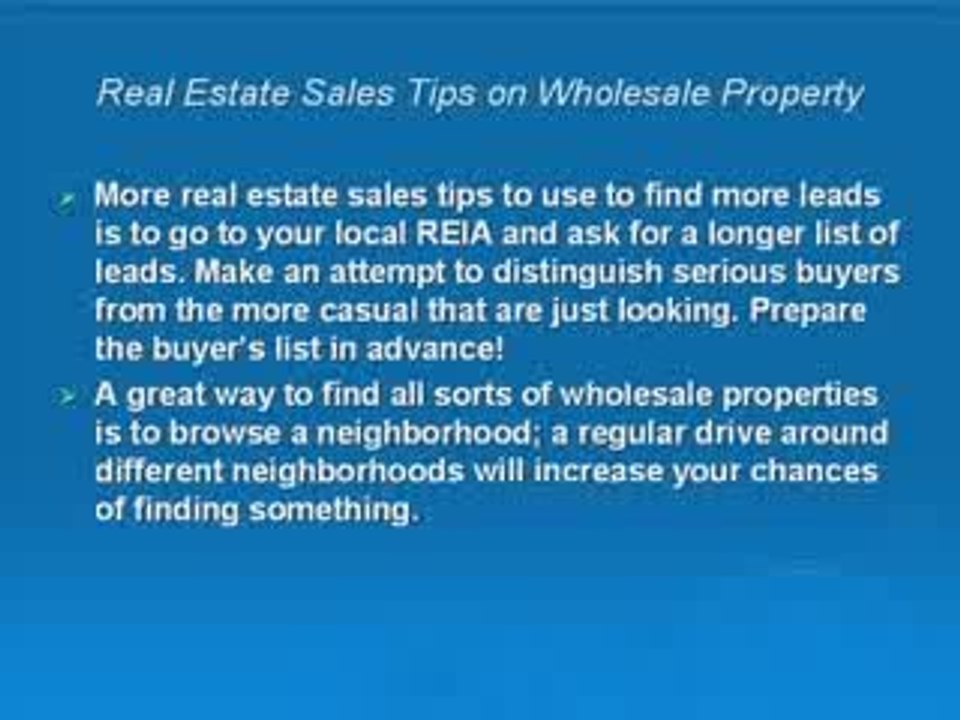 Real Estate Sales Tips-Wholesale Property Explained