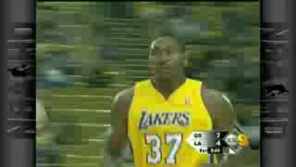 Ron Artest drives baseline  for the left-handed dunk