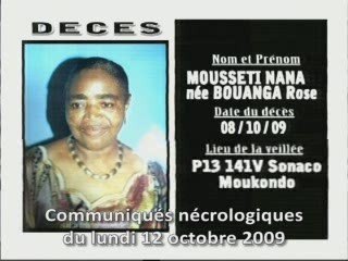 Communiqués nécrologiques du 12-10-09