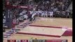 NBA LeBron James takes the pass and slams it home during the
