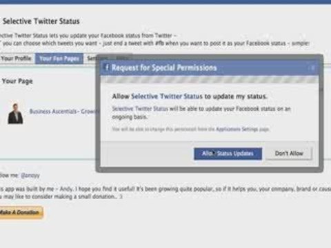 How to update Facebook Fan Page Status Updates from Twitter