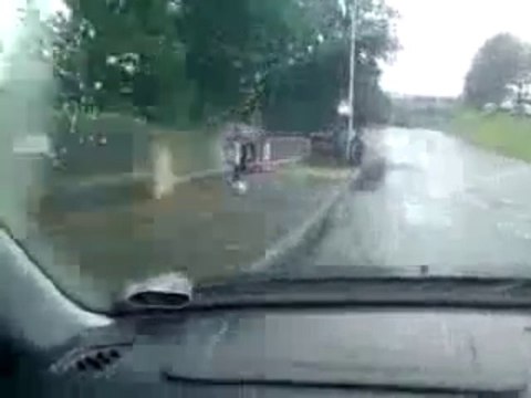 Happy Splashing Woman Soaks Kids at Bus Stop Happy Splashing