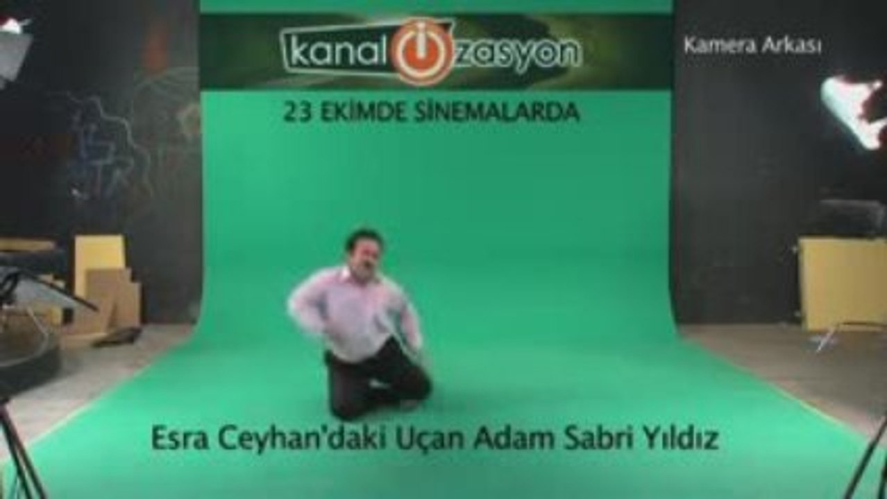 Uçan Adam sahnesininin kamera arkası