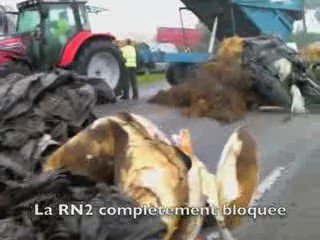 Les agriculteurs bloquent la RN2 dans l'Aisne