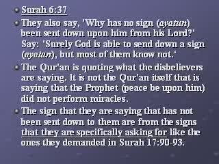 Did Quran state that Prophet Mohamed performed no Miracles