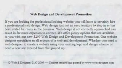 $299 Web Design and Development Promotion