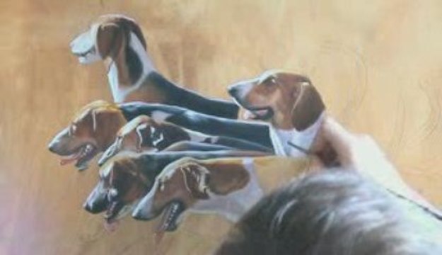 meute de poitevin peinture à l'huile