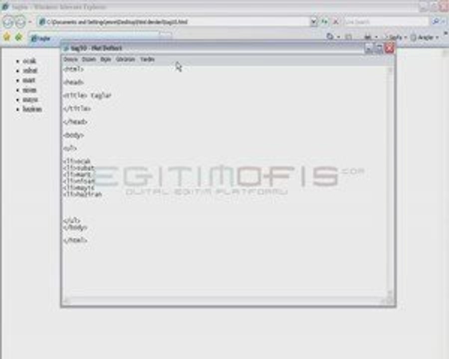 HTML Eğitim Ofis Görsel Eğitim www.alintiyap.net