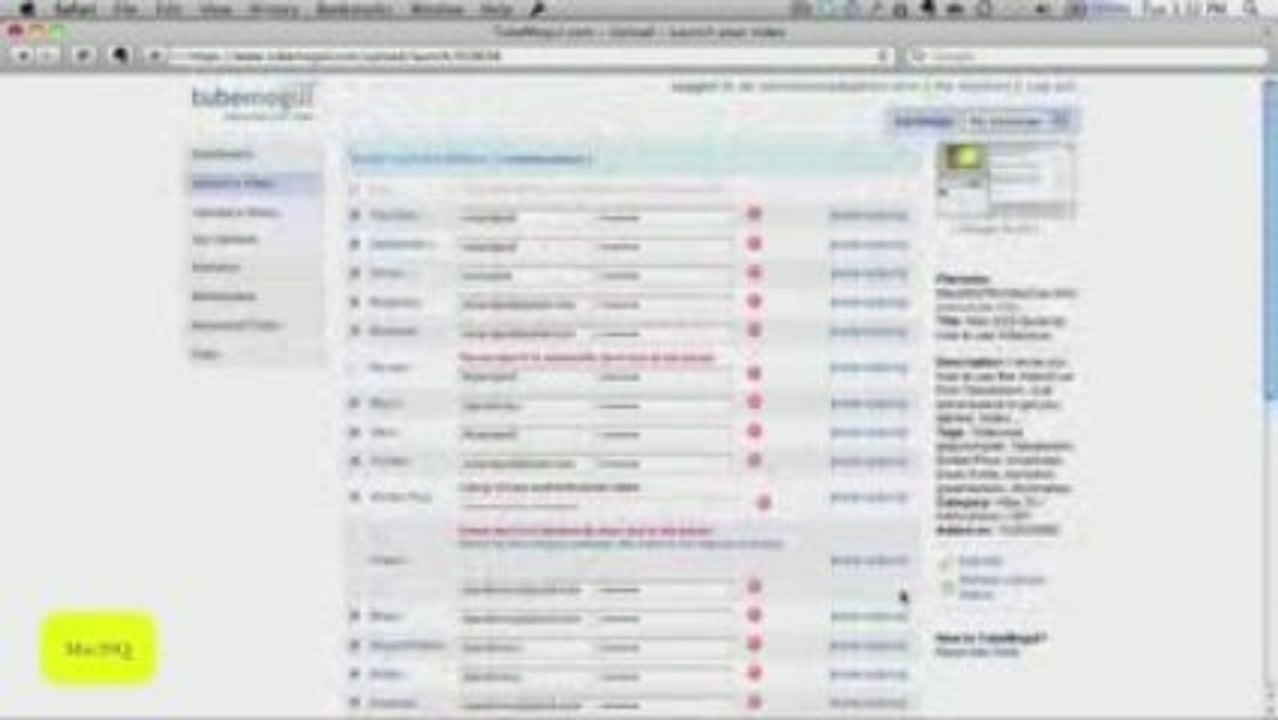 Using Tubemogul upload video to multiple sharing sites