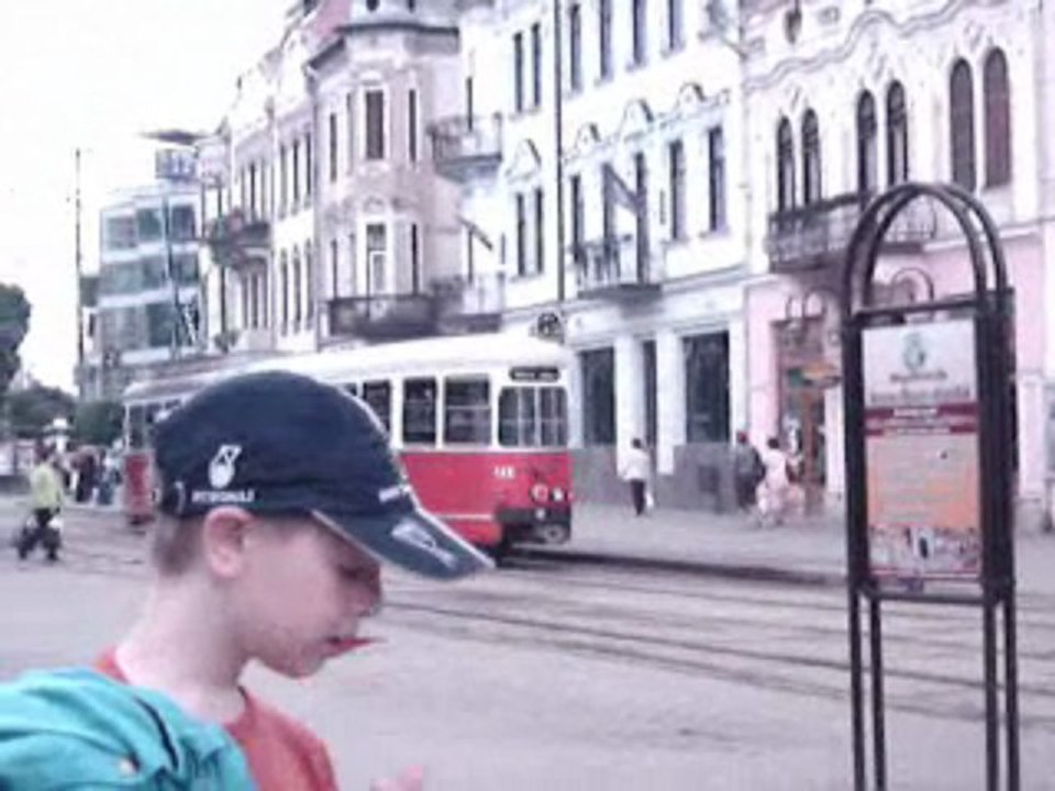 Tram E1 in Miskolc, Hungary.