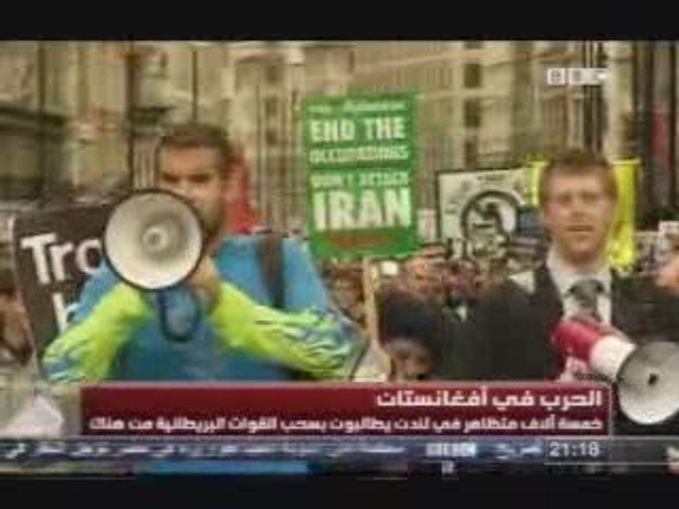 Anti Afghanistan war demo_24 Octobre 09 London BBC Arabic Tv