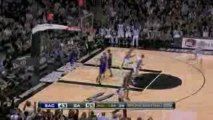 NBA Manu Ginobili tosses the sweet no-look one-timer to Rich