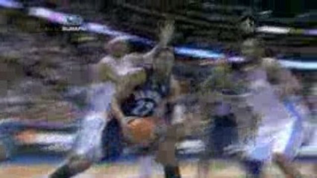 NBA Rudy Gay goes baseline, hits the left-handed layup and g