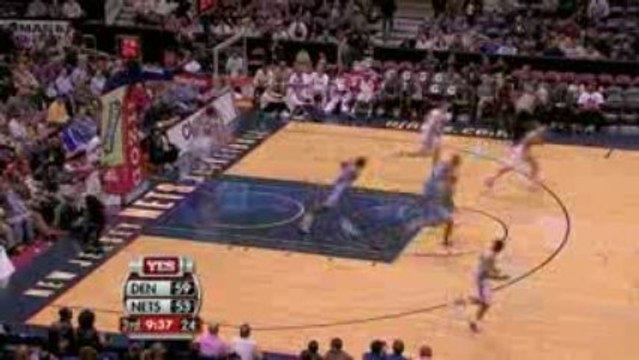 NBA Nene throws down with one hand off the nice dish from Ch