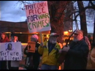 Anti-Torture Protests At Condoleezza Rice Speech