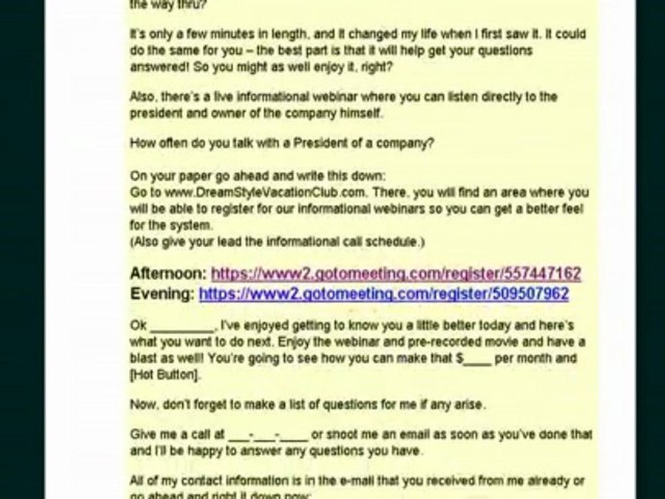 Dream Style Vacation Club Free Training