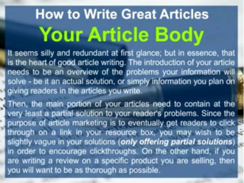 How To Write Articles