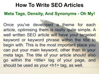How To Write SEO Articles