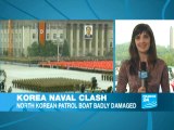 North Korean Naval Clash: a boat damaged