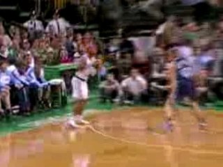 NBA Ray Allen drives the baseline and drops the reverse scoo
