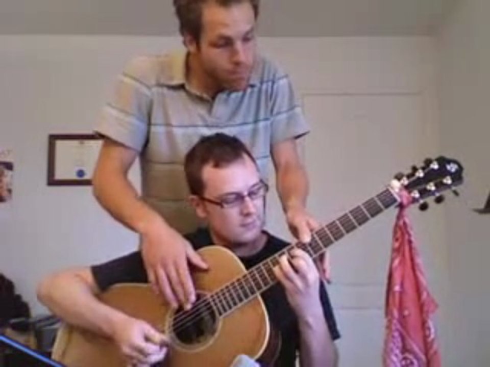 Four hands guitar play