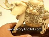 Mammoth ivory Carved Buudha riding on Elephant