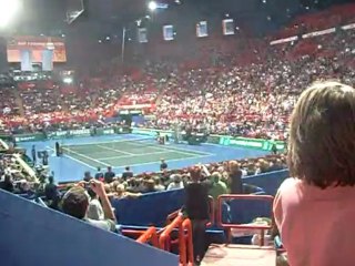 entrée des joueurs sur le court central:almagro et nadal