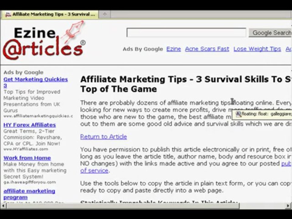 Article Marketing Competitive Strategy