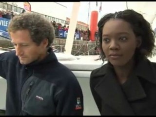 Rama Yade avec Michel Desjoyeaux à la Transat Jacques Vabre