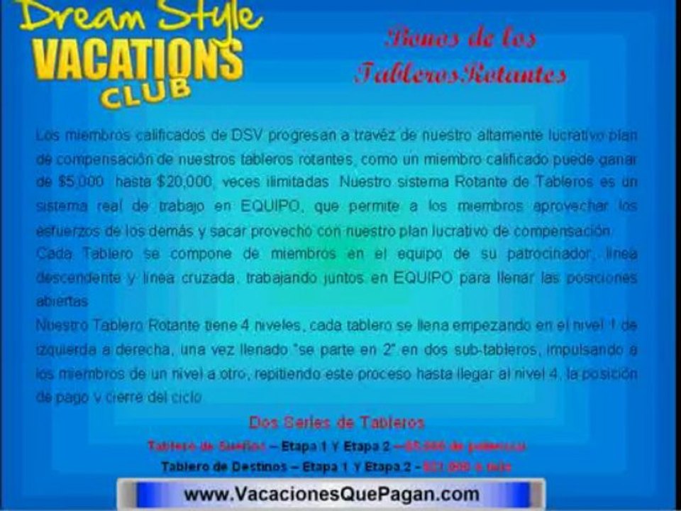 Presentacion de Dream Style Vacation Club-  $20000 mensual