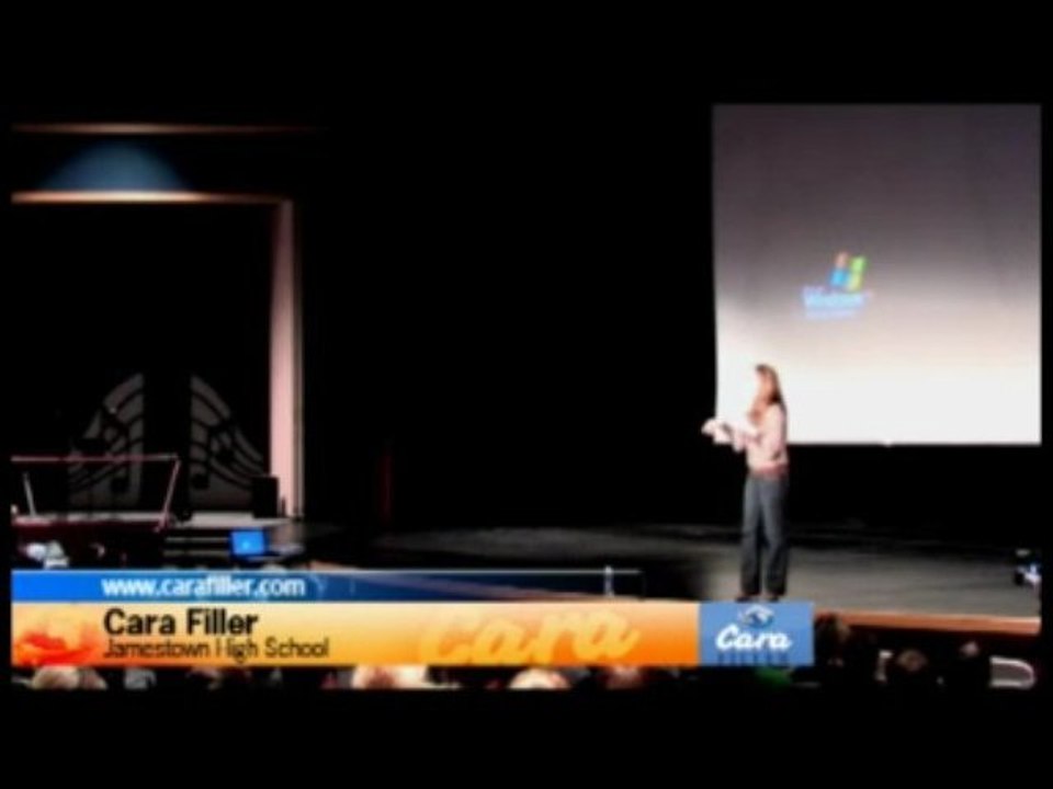 Female speaker Cara Filler speaks at High School Assemblies
