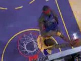 NBA Kobe Bryant drives the baseline, spins and gets the no-l