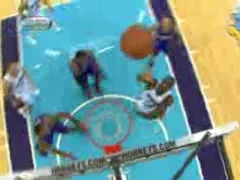 NBA Emeka Okafor slams this three-point miss down hard.