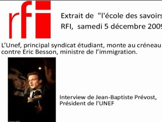 Etudiants sans-papiers: interview de J-B Prévost (UNEF)