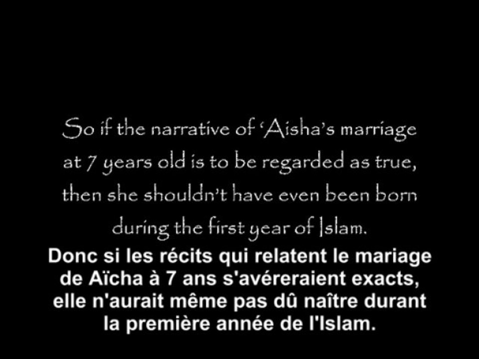 Age de Aïcha (RA) lors de son mariage avec le Prophète PSSL