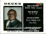 Communiqués nécrologiques du 23-11-2009