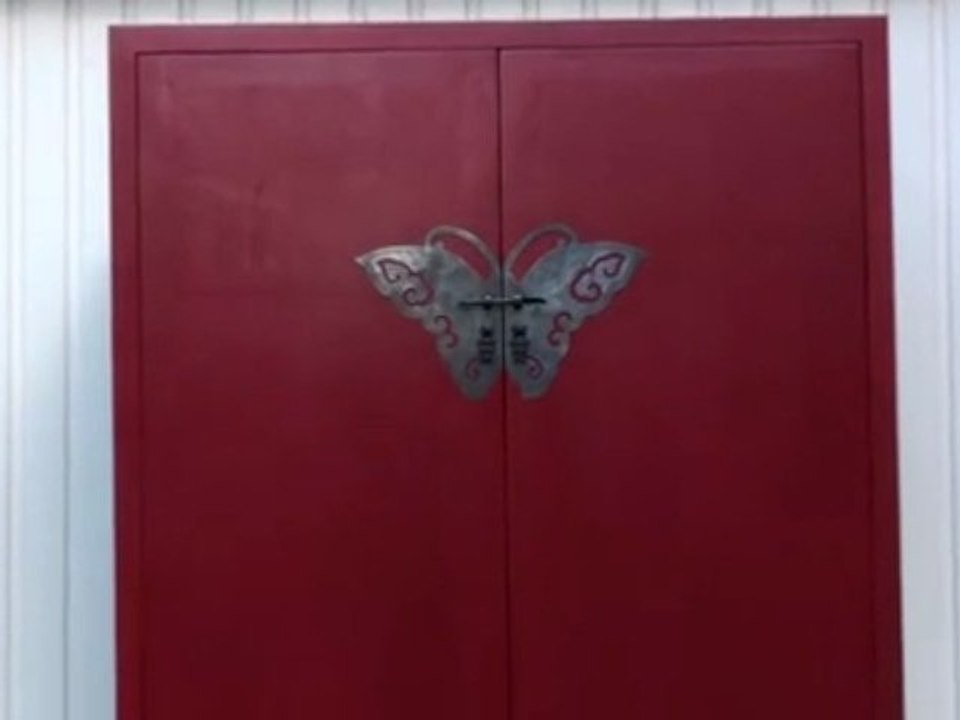 Cabinet présentoir à 2 portes peint en rouge - CH08AR0002 - Vidéo ...