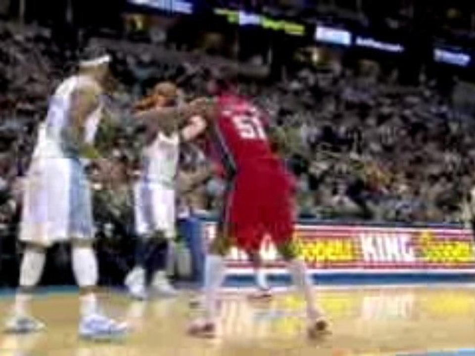 NBA  Nene takes the feed from Carmelo Anthony and finishes w