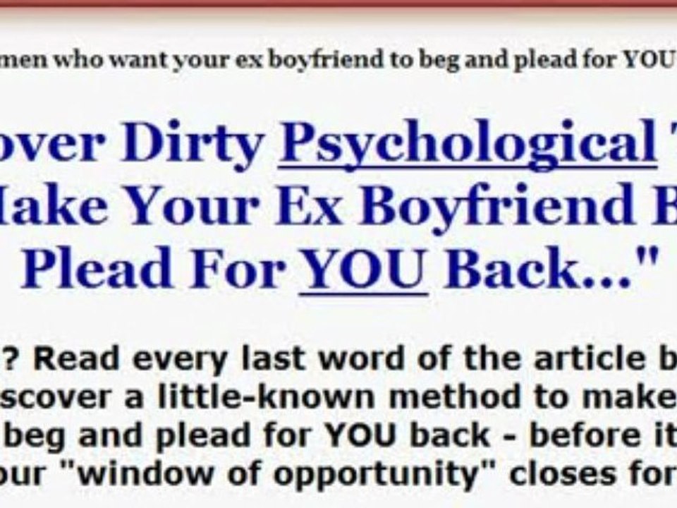 How To Get Your Ex Boyfrend Back