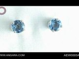 Aquamarine Studs in 14k White Gold (6 mm)