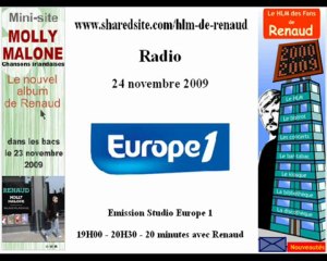 Renaud Europe 1 24//11/2009 Studio promotion Molly Malone