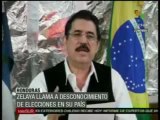 Zelaya llama a desconocer elecciones en Honduras