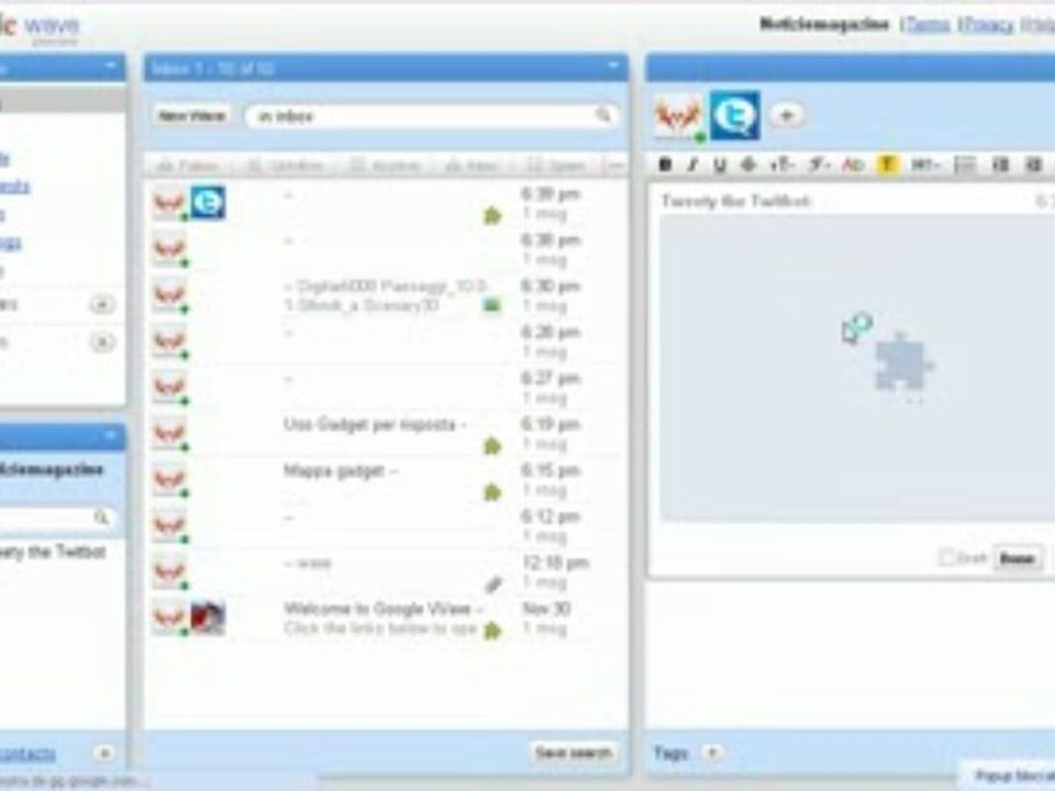 Google Wave ed integrazione con twitter