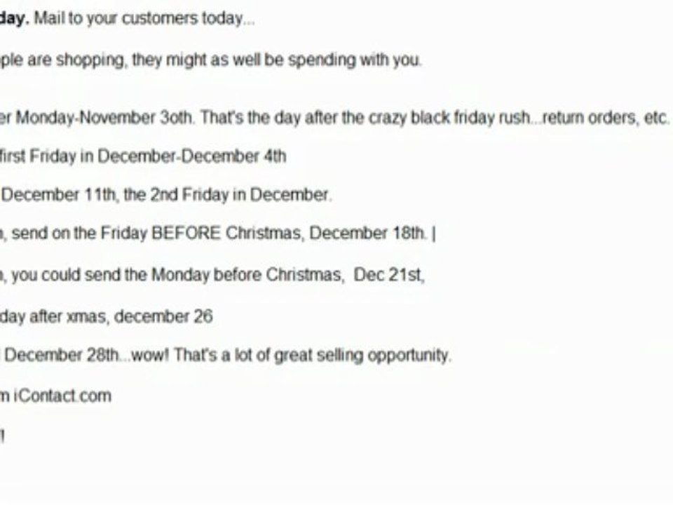 Email Marketing Special Report--Best Holidays